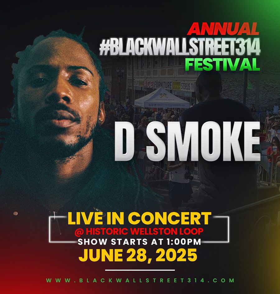 🎤 D-SMOKE is hitting the stage at #BlackWallStreet314!
🔥 June 28, 2025 <a href="/1PM/">໊</a> |📍HISTORIC WELLSTON LOOP| 🎶 Music. Culture. Unity.
🎬 Save the date it’s gonna be a movie.
#StLouisEvents #LiveMusic #SupportBlackArtists #Dsmoke #stlouis #BlackWallStreet314