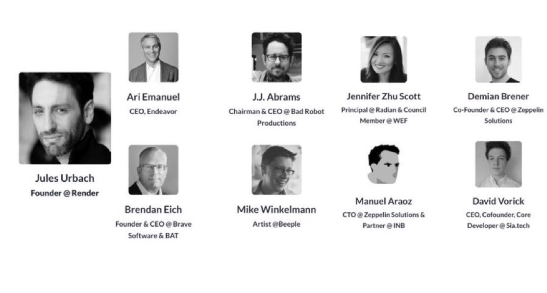 Toby (@cryptotobias_) on Twitter photo Does $RENDER have the best board in crypto?
Founder - <a href="/JulesUrbach/">Jules Urbach</a>
ufc wwe - <a href="/AriEmanuel/">Ari Emanuel</a>
Founder @ Brave - <a href="/BrendanEich/">BrendanEich</a>
CEO @ Bad Robot - <a href="/jjabrams/">JJ Abrams</a>
Artist - <a href="/beeple/">beeple</a>
Principal @ Radian - <a href="/jenzhuscott/">Jen Zhu</a>
CTO Zeppelin Solutions - <a href="/maraoz/">maraoz.com</a>
CEO Zeppelin - <a href="/demibrener/">Demian Brener</a>
CEO Does $RENDER have the best board in crypto?
Founder - <a href="/JulesUrbach/">Jules Urbach</a>
ufc wwe - <a href="/AriEmanuel/">Ari Emanuel</a>
Founder @ Brave - <a href="/BrendanEich/">BrendanEich</a>
CEO @ Bad Robot - <a href="/jjabrams/">JJ Abrams</a>
Artist - <a href="/beeple/">beeple</a>
Principal @ Radian - <a href="/jenzhuscott/">Jen Zhu</a>
CTO Zeppelin Solutions - <a href="/maraoz/">maraoz.com</a>
CEO Zeppelin - <a href="/demibrener/">Demian Brener</a>
CEO