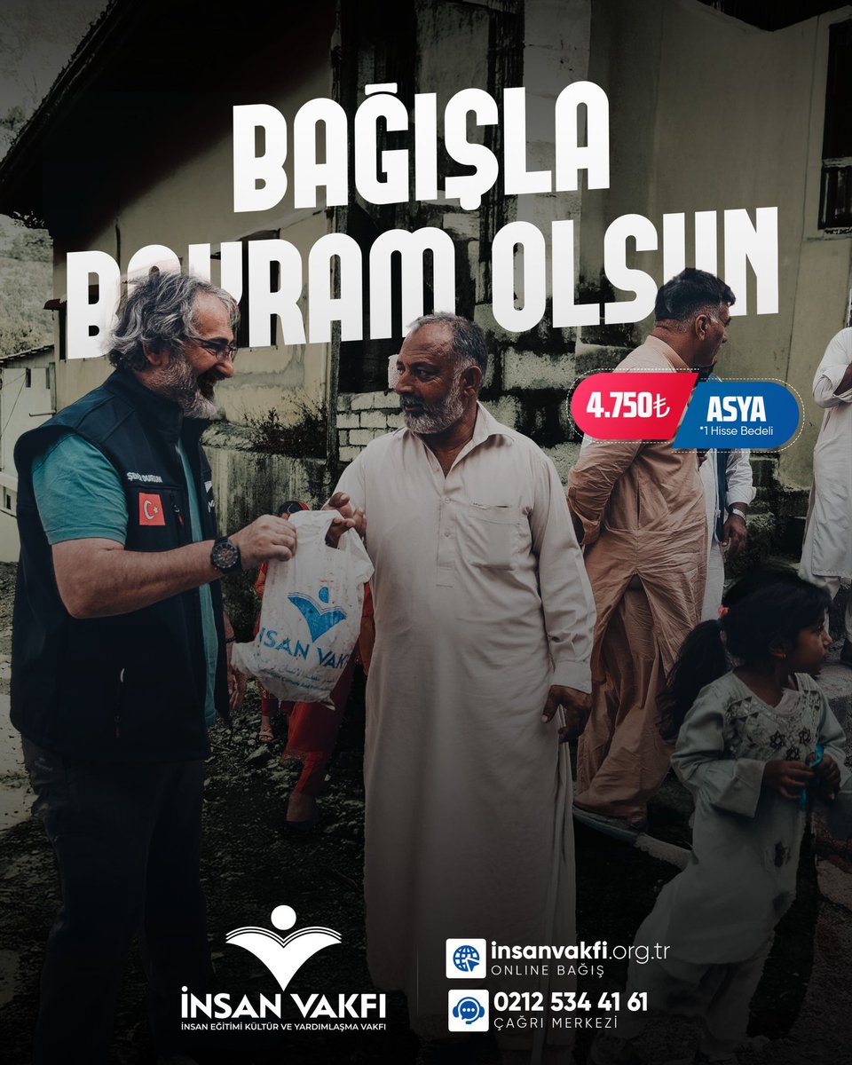 BAĞIŞLA BAYRAM OLSUN 🐑

Bu bayram kurban bağışlarınızı Türkiye'de ve dünyanın dört bir yanında ihtiyaç sahiplerine ulaştırıyoruz.

➡ ASYA - AFRİKA 4750 TL
➡ GAZZE - 9750 TL
➡ BALKANLAR - 9750 TL
➡ YURT İÇİ 16.500 TL

🌐 insanvakfi.org.tr
📞 0212 534 41 61
<a href="/insanvakfi/">İnsan Vakfı</a>
