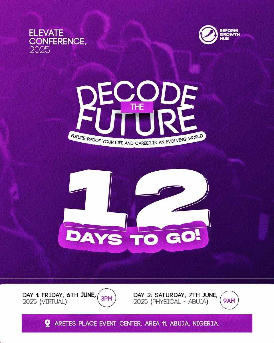 ElevateConferen's tweet photo. We are as excited as you are about this powerful project coming live in 12 days time!

The count still continues!

Elevate experience is coming! 🔥🔥🔥

#EC25 #DecodingTheFuture #elevateconference2025 https://t.co/oV9aZVcJoy