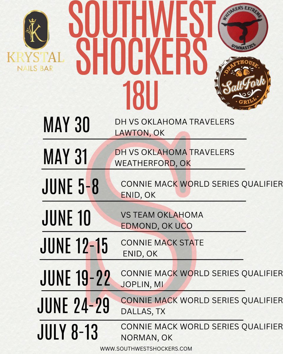 SWShockersBSB's tweet photo. Official 2025 ASF Southwest Shockers schedule! #ShockNation https://t.co/wLhIOJiiMv