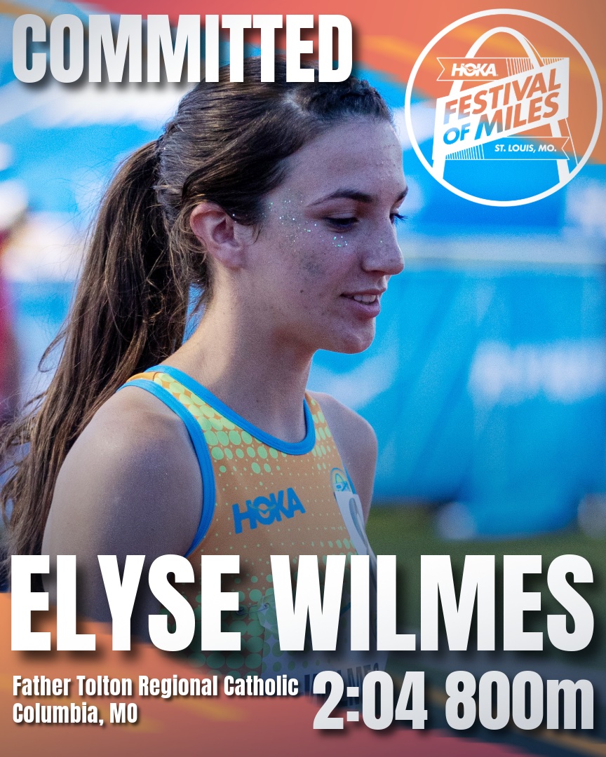 800m x 4 years! Elyse Wilmes, a running phenom from our home state of MO, will be back to race the Final Surge HS Girls 800m at HOKA Festival of Miles again. Elyse has lined up for this race EVERY YEAR of her illustrious high school career. We're here for the finale!