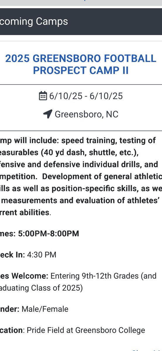 Blessed to receive a official camp invite from Greensboro <a href="/McAdoryFB/">McAdory Football</a> <a href="/McAdoryRecruit/">McAdory Football Recruiting</a> <a href="/Milo_3012/">Miles Smith</a> <a href="/KairosHolmes/">Aryvia Holmes</a> <a href="/CoachHsbs/">Haston Coates</a>