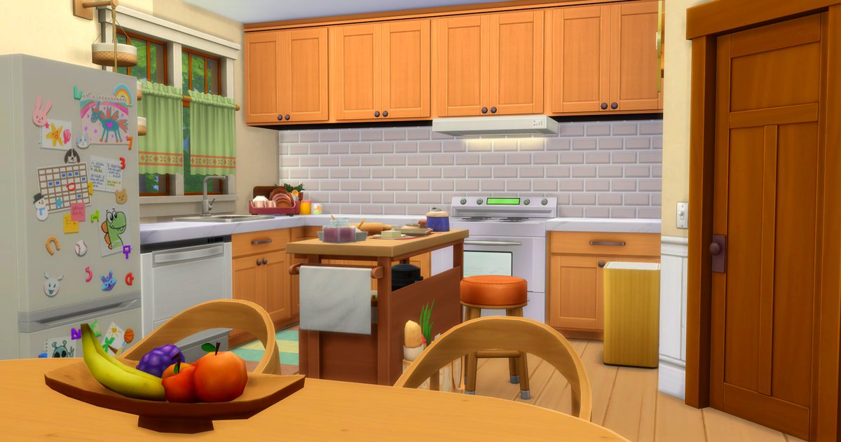 Una sencilla casa de una planta con tres dormitorios, Via Fluvial, 1546 está disponible para descargar en la galería #ShowUsYourBuilds #LosSims4 <a href="/LosSimsES/">Los Sims</a>