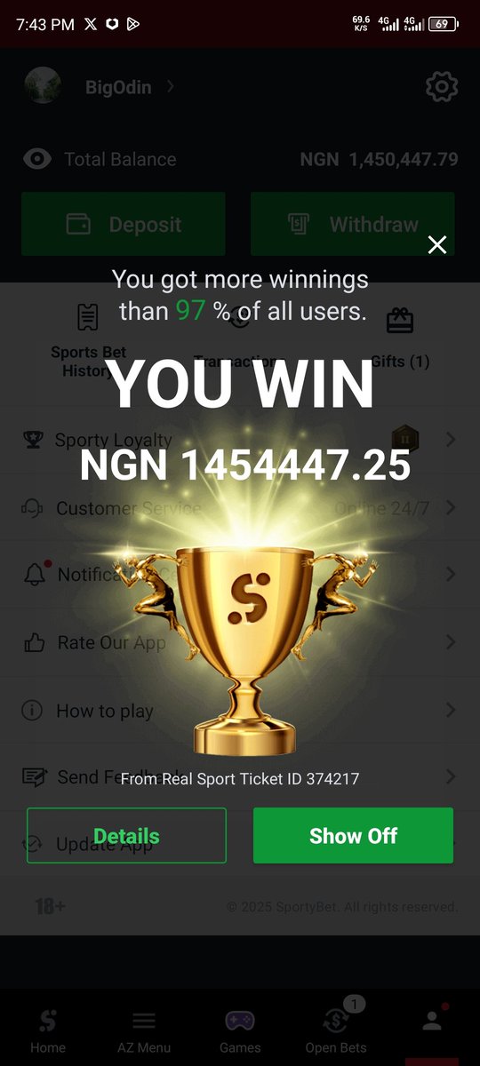 Odihbest's tweet photo. Follow so u can have something like this too big win 💯💯💯💯 https://t.co/0peVOTBt4C
