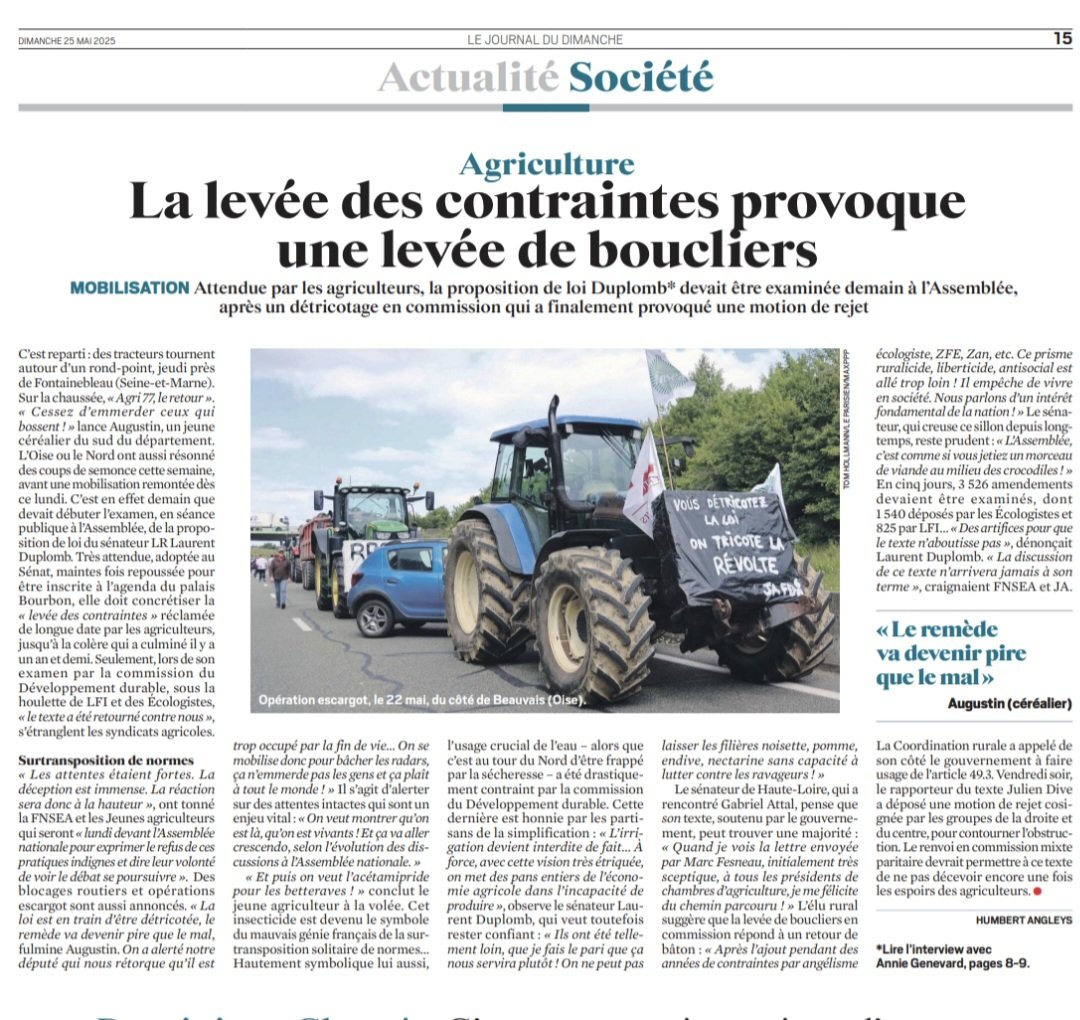 Merci au <a href="/leJDD/">Le JDD</a> de me donner la parole #JDD #agriculteurs #Duplomb #AN