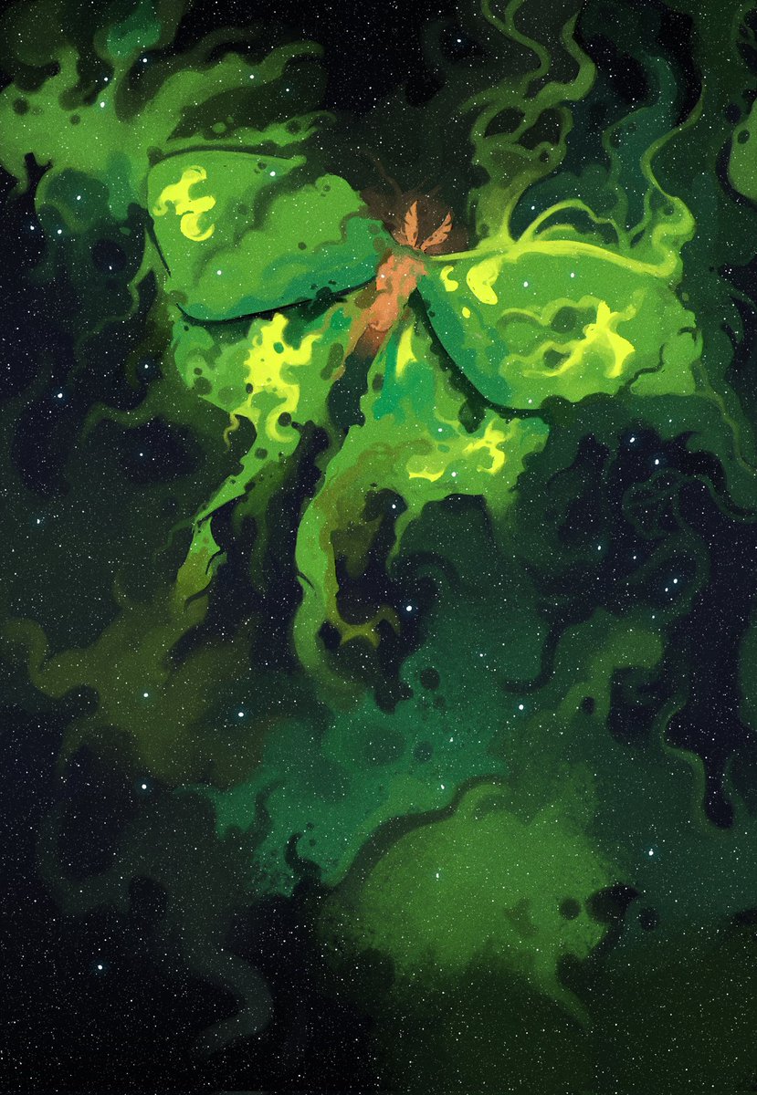 Mriveraart's tweet photo. Wreath nebula mixed with a Luna moth painting I did yesterday 🌌🦋 https://t.co/kTUDzY2r4E