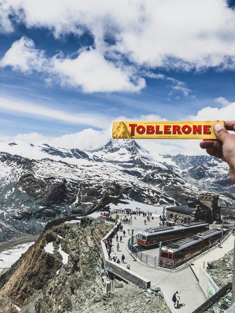 The actual mountain from Toblerone.

The triangular chocolate bar was inspired by the shape of the Matterhorn in the Swiss Alps 🇨🇭🏔️🤯

Who else is recreating this picture when skiing Zermatt? ⛷️