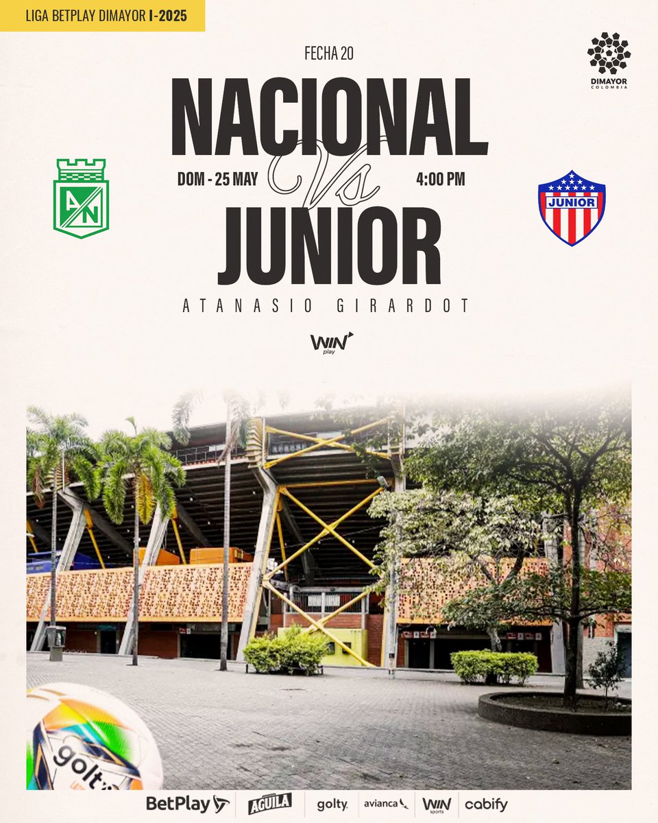|COLOMBIANO|

Última rodada da 1a fase...hora de definir quem vai entrar em vantagem nos quadrangulares decisivos. Duelo direto entre Atlético Nacional e Junior de Barranquilla. 

Conto no DSports, só pro assinante Sky, com os comentários da <a href="/babambulua/">Bárbara Nunes</a> !