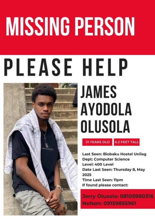 This young man is missing.
Pls if you see this tweet, kindly retweet.