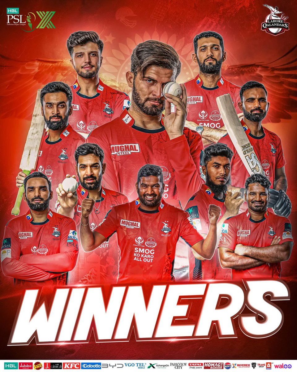 Muhamma20200207's tweet photo. 𝗖𝗛𝗔𝗠𝗣𝗜𝗢𝗡𝗦 𝗛𝗕𝗟 𝗣𝗦𝗟 𝟮𝟬𝟮𝟱!!! 🏆

Lahore Qalandars have done it again — winning the #HBLPSLX Final and claiming their third title! 👑
#final https://t.co/EnwDH3ZPcP