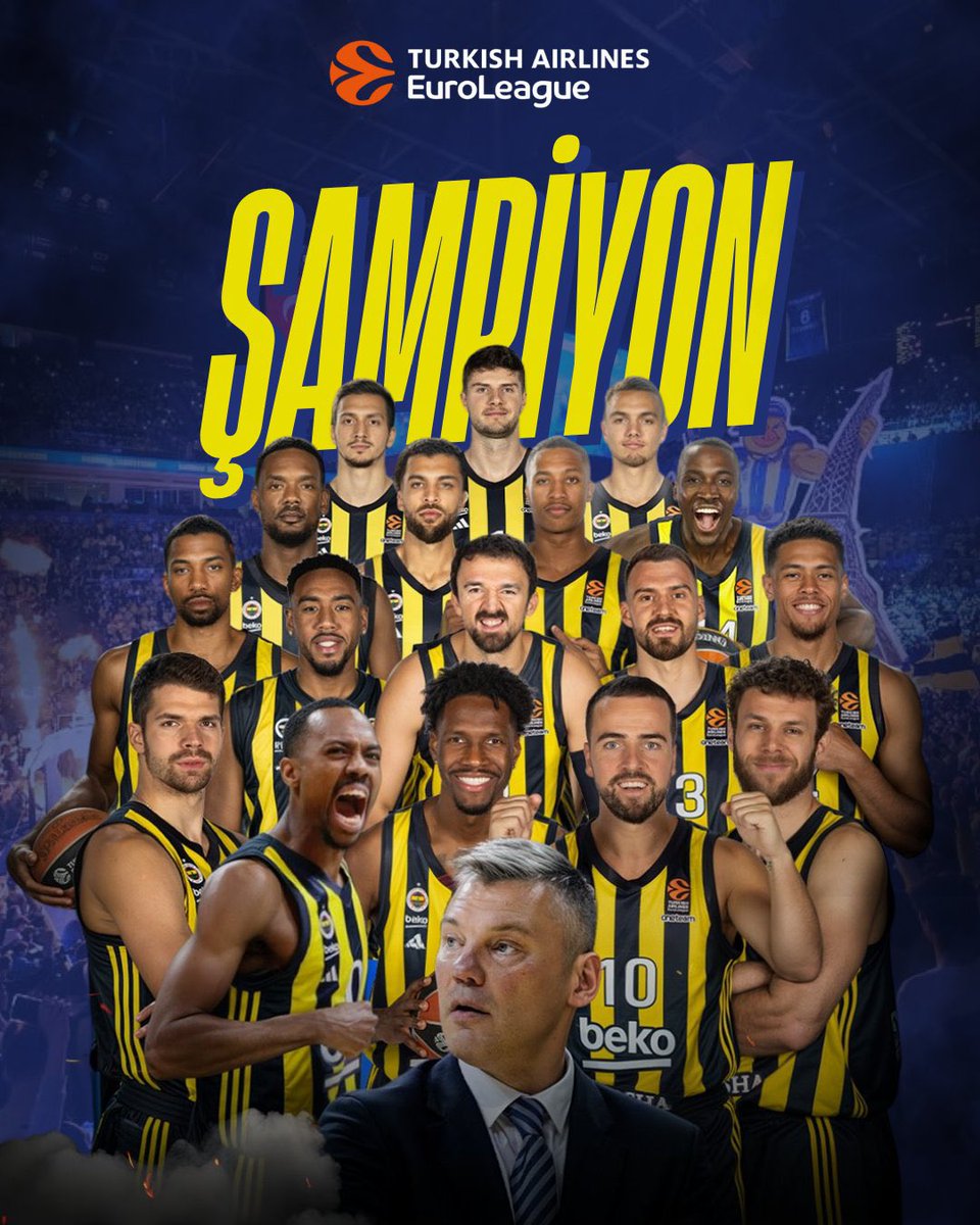 eczburhan's tweet photo. Avrupa’nın en büyüğü Fenerbahçe!
Tebrikler şampiyon💛💙
#finalfour2025 https://t.co/ehoArTC0pi