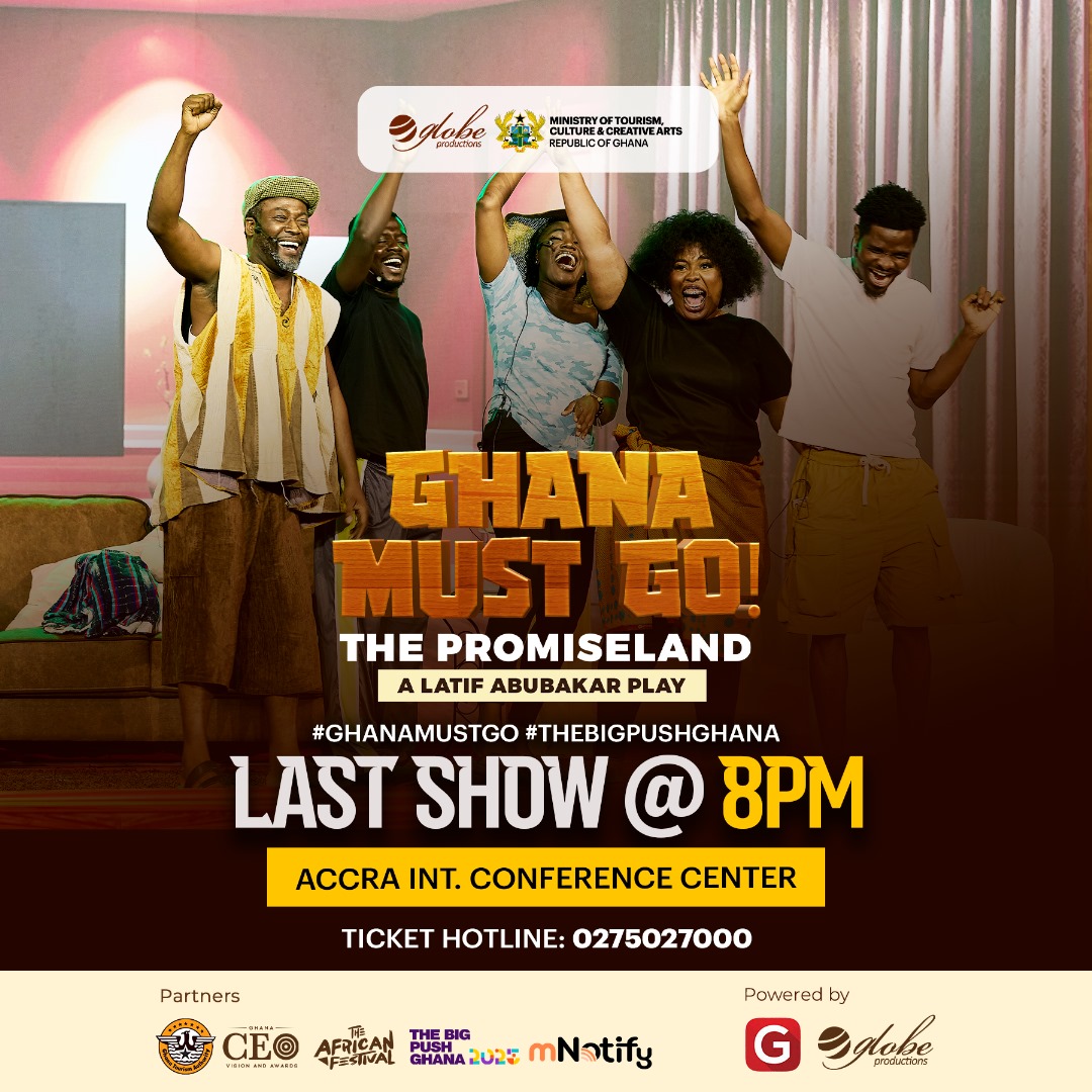 Last show in an hour! Come early ooh!!! #GhanaMustGo