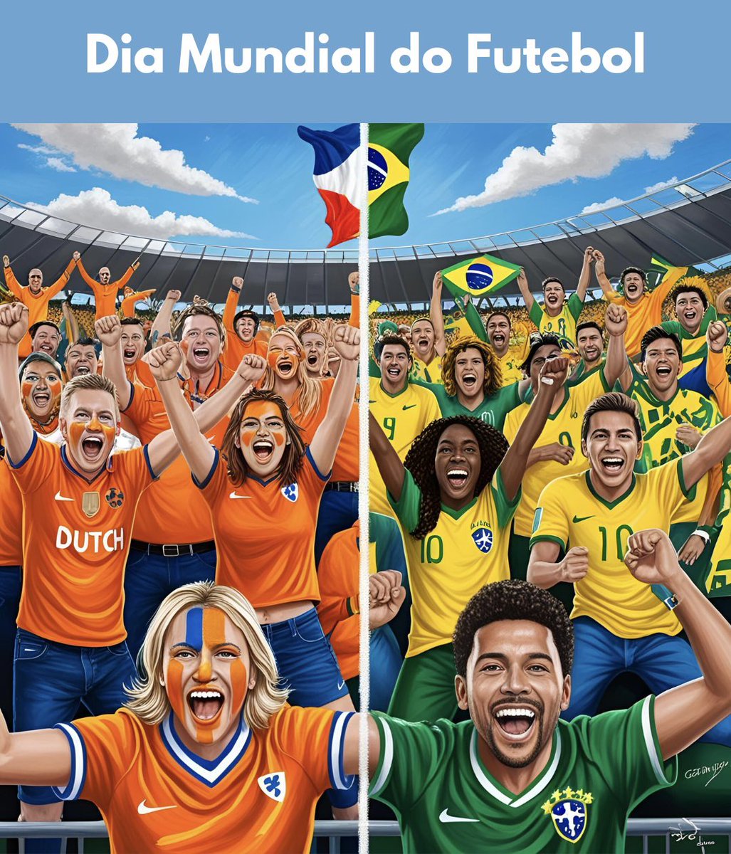 NLinBrasil's tweet photo. Hoje no Dia Mundial do Futebol, celebramos o ⚽️: uma paixão que une o 🇧🇷 e os 🇳🇱.

#NLinBrasil #WorldFootballDay https://t.co/7u9VLXooQ7