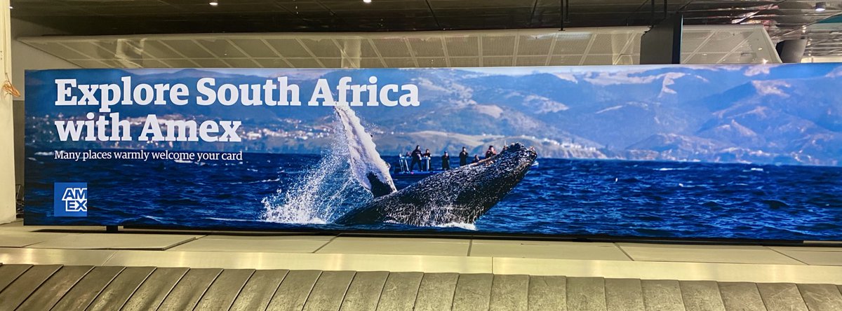 SeafariApp's tweet image. Bit of an advertising fail at Cape Town International Airport by @AmericanExpress. Promoting #SouthAfrica &amp;amp; #CapeTown but using #whale image NOT from SA and CT image is a mirrored image… @capetownint