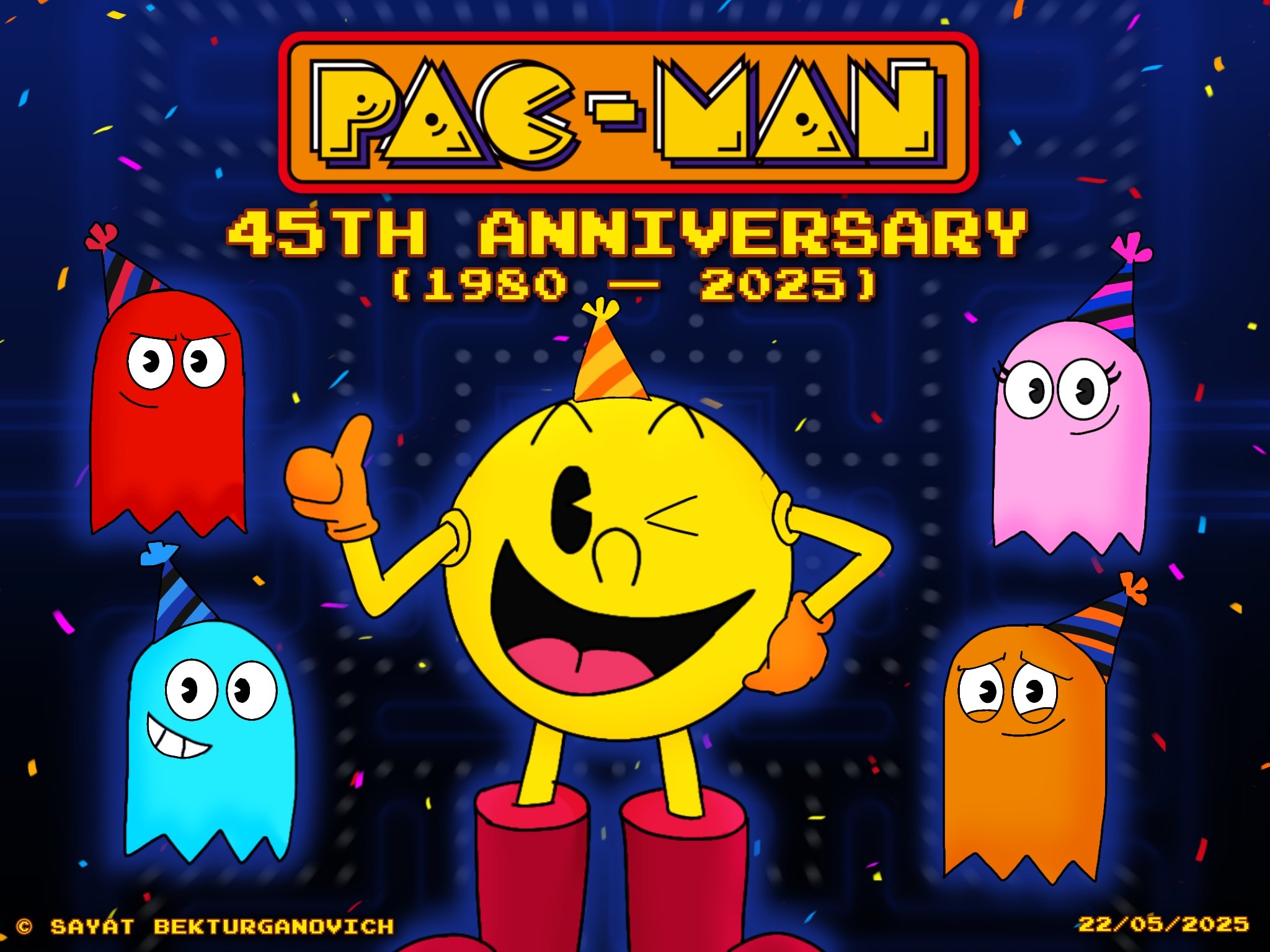 額装済/PAC-MAN 45th（アンドレ サライバ）/アートポスター PAC-MAN 45 Years Of Impact | Official Site