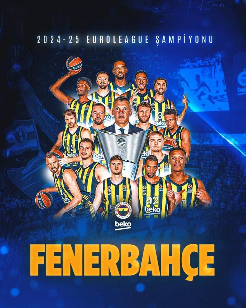 Dr_Faruk_Ozlu's tweet photo. Tebrikler Şampiyon 🏆 💛💙 Avrupa’nın en büyüğü Fenerbahçe Beko🇹🇷

 #FenerbahceBeko https://t.co/3JDQ1vuWrd