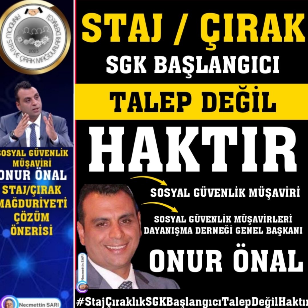 <a href="/ElifGne945976/">🇹🇷Elif 🇹🇷</a> <a href="/Ilker0109/">ilker</a> <a href="/platfrmcirakstj/">STAJ VE ÇIRAKLIK SİGORTASI MAĞDURLARI PLATFORMU</a> <a href="/RTErdogan/">Recep Tayyip Erdoğan</a> <a href="/isikhanvedat/">Prof. Dr. Vedat Işıkhan</a> <a href="/csgbakanligi/">T.C. Çalışma ve Sosyal Güvenlik Bakanlığı</a> <a href="/MSCANBAL/">Mehmet Salih CANBAL</a> <a href="/MuratCahidCINGI/">Dr.Murat Cahid CINGI</a> <a href="/cbsbb/">T.C. Cumhurbaşkanlığı Strateji ve Bütçe Başkanlığı</a> <a href="/TCCBHPK/">Cumhurbaşkanlığı Hukuk Politikaları Kurulu</a> <a href="/Tisk_kurumsal/">TİSK</a> <a href="/dbdevletbahceli/">Devlet Bahçeli</a> <a href="/Onuronal_/">Onur Önal</a> <a href="/MHP_Bilgi/">MHP</a> <a href="/RTEdijital/">Erdoğan Dijital Medya</a> <a href="/Mustafa_Destici/">Mustafa Destici</a> <a href="/_cevdetyilmaz/">Cevdet Yılmaz</a> <a href="/tcmeb/">Millî Eğitim Bakanlığı</a> <a href="/TatarHummet/">Hümmet TATAR</a> <a href="/yilmaztunc/">Yılmaz TUNÇ</a> <a href="/erkanakcay45/">Erkan Akçay</a> <a href="/mfatihkacir/">Mehmet Fatih KACIR</a> <a href="/Yusuf__Tekin/">Yusuf Tekin</a> <a href="/memetsimsek/">Mehmet Simsek</a> <a href="/TCSanayi/">Sanayi ve Teknoloji Bakanlığı</a> <a href="/Akparti/">AK Parti</a> <a href="/dogansenturk/">Doğan Şentürk</a> <a href="/selcukktepeli/">Selçuk Tepeli</a> <a href="/osman_girgin/">Osman Girgin</a> <a href="/ekremacikel/">Ekrem Açıkel</a> <a href="/tarkankalelitv/">Tarkan Kaleli</a> <a href="/ErcanSeki/">ERCAN SEKİ</a> <a href="/ERKANTAN__/">ERKAN TAN</a> <a href="/mesutyar/">Mesut Yar</a> <a href="/kubrapc/">kübra par</a> <a href="/merveyildirimtv/">merve yıldırım</a> <a href="/melihaokur2/">Meliha Okur</a> <a href="/ifarukaksu/">İsmail Faruk Aksu</a> <a href="/hlmdrgn/">Hilmi DURGUN</a> <a href="/UlviYonter/">Dr.İzzet Ulvi YÖNTER</a> Hshshsh

Staj Çırağa Tam SGK
Tam Güvence Olmalı
Uzun Kol Kısa Kol 
Paradoksu Kalkmalı
Çırak Geleceğe
Güvenle  Bakmalı...
Sayın
<a href="/UlviYonter/">Dr.İzzet Ulvi YÖNTER</a> 
<a href="/kamilaydinmhp/">Prof.Dr.Kamil Aydın</a> 
<a href="/MKalayci42/">Mustafa Kalaycı</a>
<a href="/safiyeirem3/">EstSafiş🍀🇹🇷🍀🇹🇷</a>
<a href="/Safiyesfs/">Safiş</a>
<a href="/senolkartal3535/">StajÇıraklıkPlatformu_Senolkartal</a>
<a href="/aysesahin_e/">EST@yse</a>
<a href="/Avsarbeyi3840/">AvşarBeyİ</a>
<a href="/SaridagKenan/">KeN🅰️N</a>
<a href="/Ramazan35003599/">Ramazan Aksöz</a>