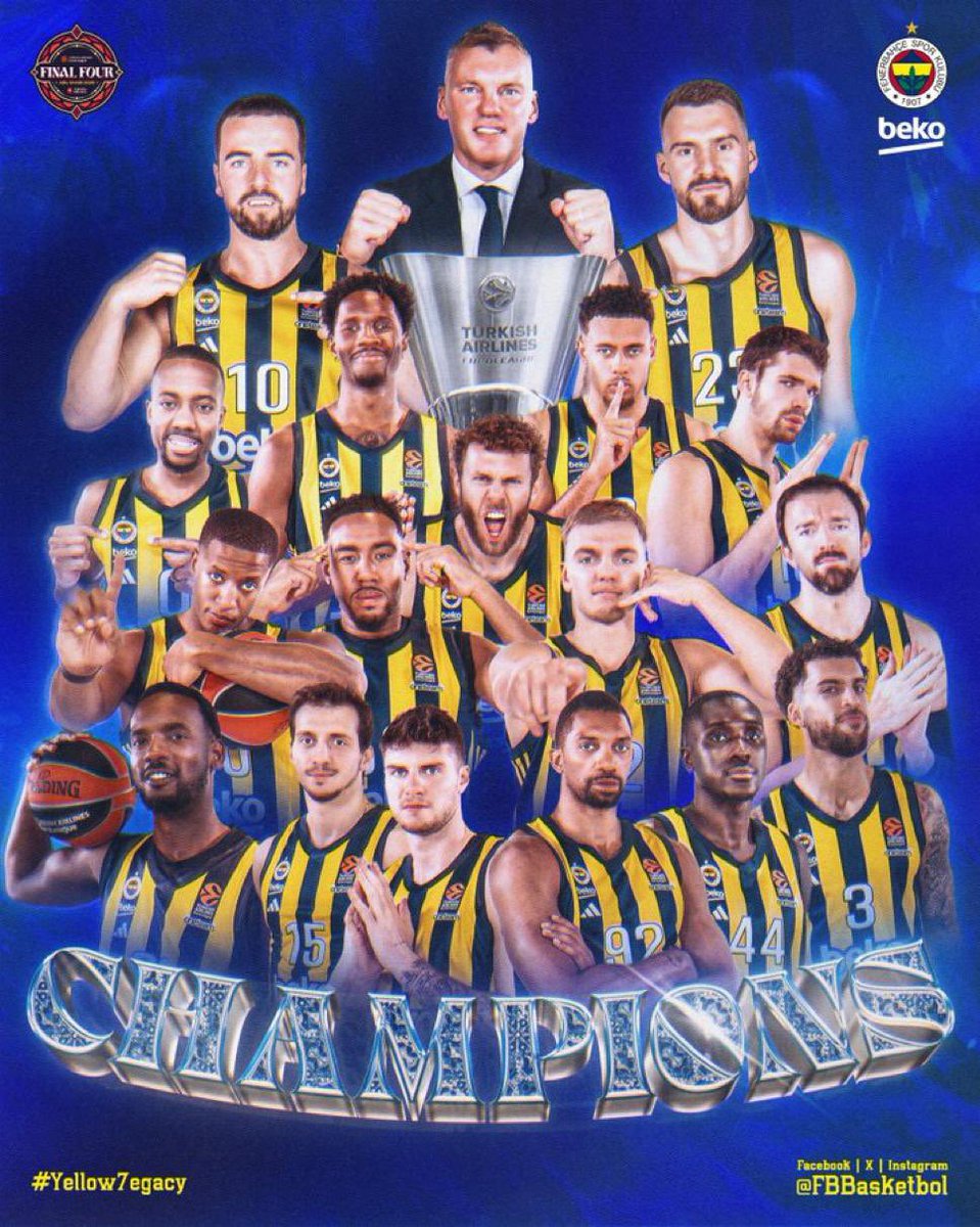 Avrupa’nın zirvesindeyiz. 🇹🇷

EuroLeague 2024-2025 şampiyonu Fenerbahçe Beko. 🏆🥇

Tebrikler  Fenerbahçe.💛💙

#FenerbahceBeko 
#Yellow7egacy #EuroLeague