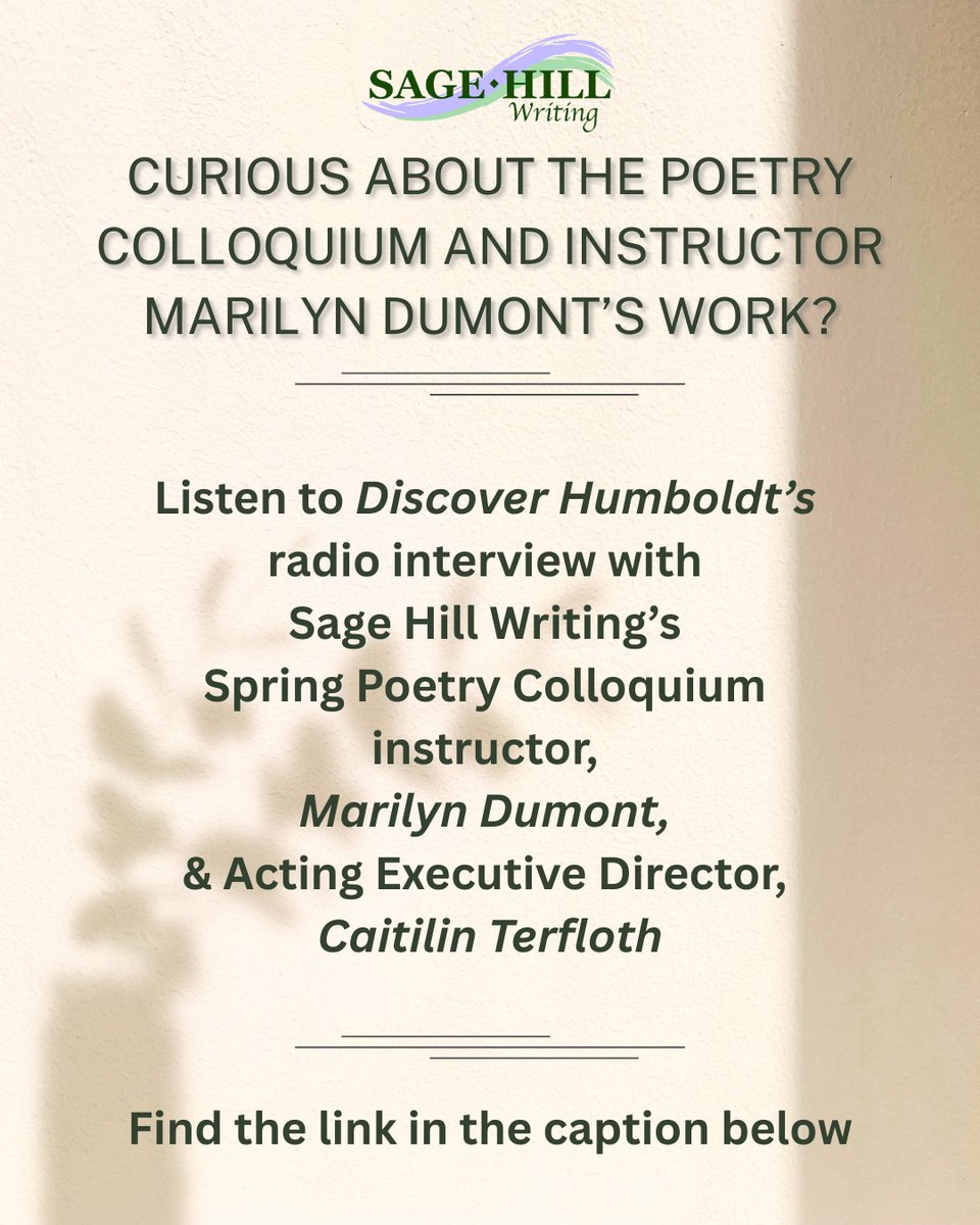 Maury Wrubleski from Discover Humboldt held a radio interview with instructor Marilyn Dumont and Acting Executive Director Caitilin Terfloth.

You can listen to the 10-minute conversation at this link (scroll to the bottom to listen): discoverhumboldt.com/articles/maril…