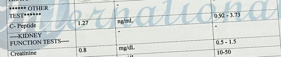 drjoharji1's tweet photo. للممارسين الصحيين 
فحص كفاءة البنكرياس c-peptide 

قبل لا تطالع في الرقم وتحكم ✋🏼

🔴لازم تطالع في التاريخ المرضي 
هل فيه احتمالية سكري نوع اول ؟
عمر اقل من ٣٥ سنة ، نحافة ، امراض مناعية الخ .

🔴وتطالع في الادوية المستخدمة 
هل بيستخدم مجموعة السلفا الي تخلي شكله عالي وهو أصلا منخفض 
False high 

🔴وتطالع في مدة الاصابة بالسكري 
هل الرقم منخفض لان مدة الاصابة طويلة بسكري نوع ثاني او الرقم منخفض لان احتمالية نوع ثاني او سكري مودي او امر آخر 

🔴وتطالع في مدى ارتفاع السكر 
هل السكر مرتفع ج��ا وحاصل معنا شلل مؤقت في خلايا البنكرياس لذلك شكله نازل 
False low

🔴وتطالع في مستوى السكر الي تسوى معه
هل وقت الفحص السكر كان منخفض بالتالي فحص الكفاءة بالخطأ شكله طالع منخفض false low 

🔴وتطالع في الكفاءة إذا شكلها عالي رغم ان المريض نحيف وسكره عالي وماشي مع نوع اول ممكن احتمالية وجود اجسام مضادة تشبه جزيئات c-peptide فيطلع شكله عالي وهو أصلا نازل false high 

🔴وتطالع هل المختبر معتمد ولا مضروب ؟وماهي وحدة القياس المستخدمة ؟

🔴واخيراً ، مثل الصور المرفقة رغم ان رقم كفاءة البنكرياس يعتبر ضمن الرقم الطبيعي حسب (مرجع المختبر) لكن تطبيقيا 
يعتبر عجز شديد جدا في البنكرياس ولايمكن ضبط السكر غالبا في هذه الكفاءة بدون أنسولين سريع قبل كل وجبة .

لو تقرأ كل كتب السكر ماراح تحصل هذي المعلومات مرتبة بهذا الشكل 😁