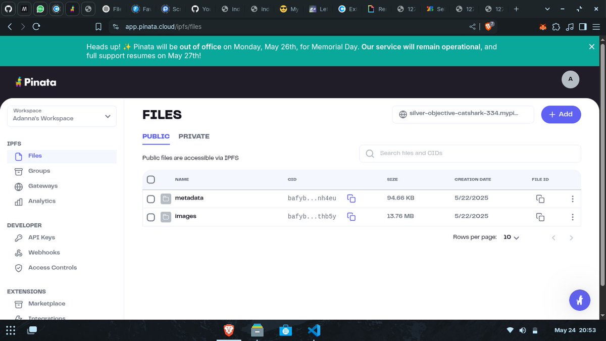theglobalada's tweet image. Day 31:Played around with some Board Ape NFT layers today and generated 100 unique NFTs with metadata.Uploaded them to Pinata for a CID,then built a simple UI using just HTML and CSS. It’s not interactive yet, but it’s a solid start! @FTLDOfficial_ @LiskHQ #90daysofcode #TeamDefy