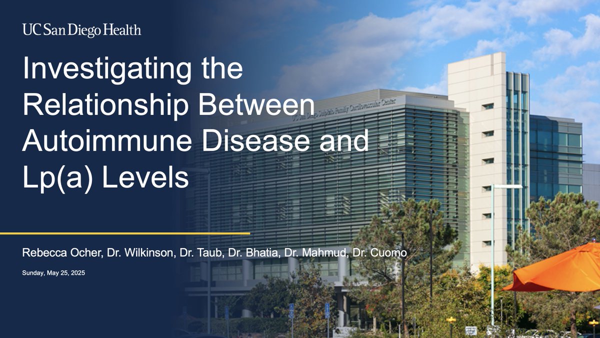 UC San Diego Cardiology Fellows (@ucsdcardfellows) on Twitter photo Kicking off our 12th Annual Fellows Research Day highlights! 🧵 First up, first-year fellow <a href="/ROcher_MD/">Rebecca Ocher</a> presents her fascinating research: "Investigating the Relationship Between Autoimmune Disease and Lp(a) Levels." <a href="/UCSDCardiology/">UC San Diego Cardiology</a> #UCSDFellowsResearchDay Kicking off our 12th Annual Fellows Research Day highlights! 🧵 First up, first-year fellow <a href="/ROcher_MD/">Rebecca Ocher</a> presents her fascinating research: "Investigating the Relationship Between Autoimmune Disease and Lp(a) Levels." <a href="/UCSDCardiology/">UC San Diego Cardiology</a> #UCSDFellowsResearchDay