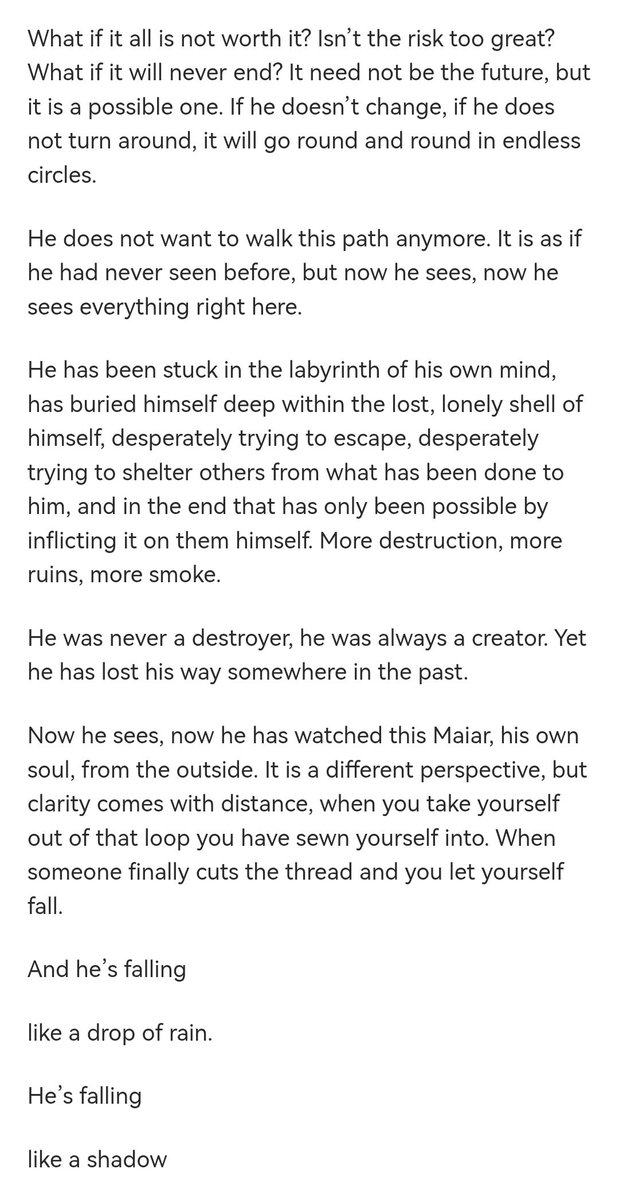 mirroringdust's tweet image. Ch. 5/5 of &quot;To save a lost, lonely soul&quot; 🥹 can&apos;t believe I did it 😳 I finished something longer!! And I so hope you like how it ends. Thank you for everyone who reads it and for your kudos and comments ❤️
#haladriel #saurondriel
archiveofourown.org/works/61540693…