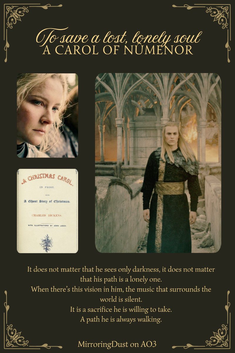 mirroringdust's tweet image. Ch. 5/5 of &quot;To save a lost, lonely soul&quot; 🥹 can&apos;t believe I did it 😳 I finished something longer!! And I so hope you like how it ends. Thank you for everyone who reads it and for your kudos and comments ❤️
#haladriel #saurondriel
archiveofourown.org/works/61540693…