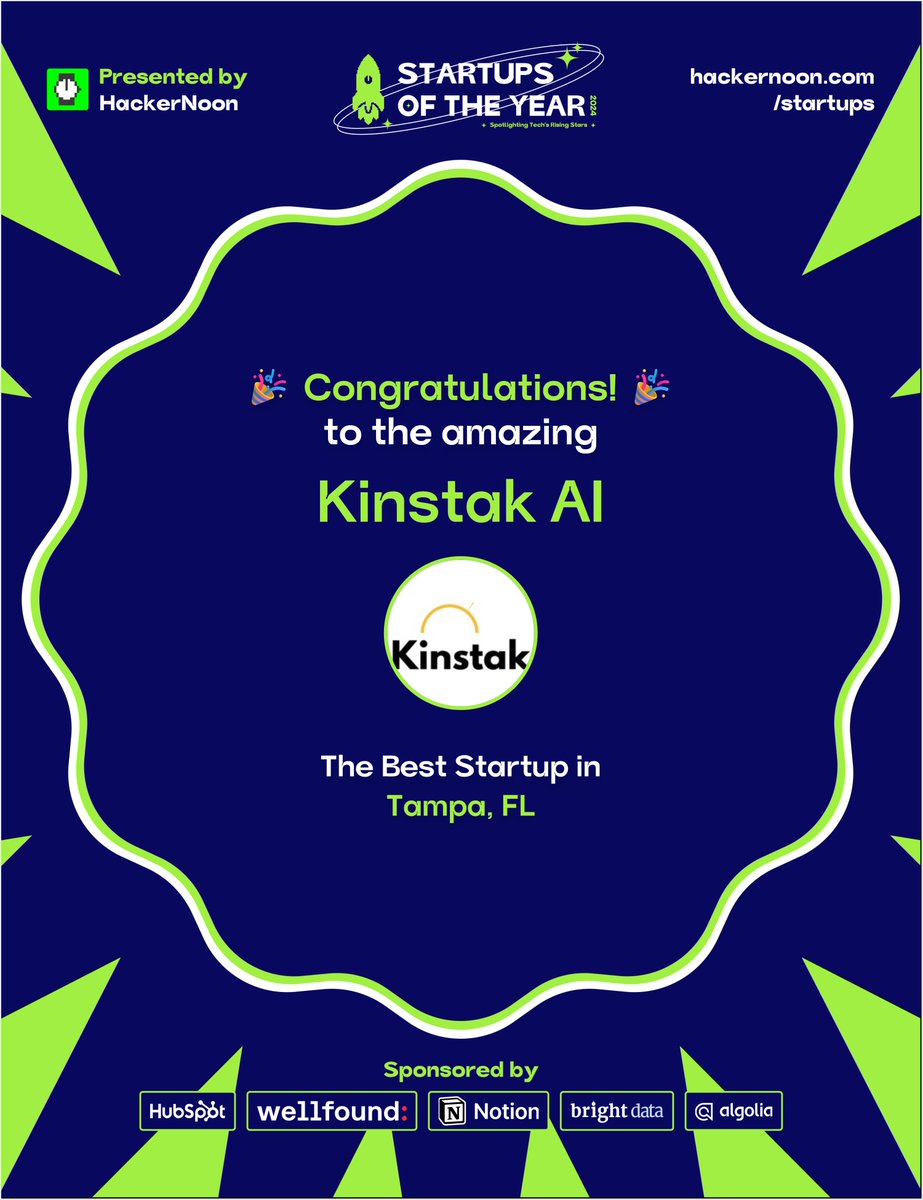 Kinstak (@kinstak) on Twitter photo 🚀 Kinstak is officially #1 Startup in Tampa via <a href="/hackernoon/">HackerNoon | Learn Any Technology</a>!
Bootstrapped. Big-hearted. Built for families.
Thank you to everyone who voted! 🙌
#TampaStartups #Web3ForGood #Hackernoon
#Kinstak
🔗hackernoon.com/startups/north… 🚀 Kinstak is officially #1 Startup in Tampa via <a href="/hackernoon/">HackerNoon | Learn Any Technology</a>!
Bootstrapped. Big-hearted. Built for families.
Thank you to everyone who voted! 🙌
#TampaStartups #Web3ForGood #Hackernoon
#Kinstak
🔗hackernoon.com/startups/north…