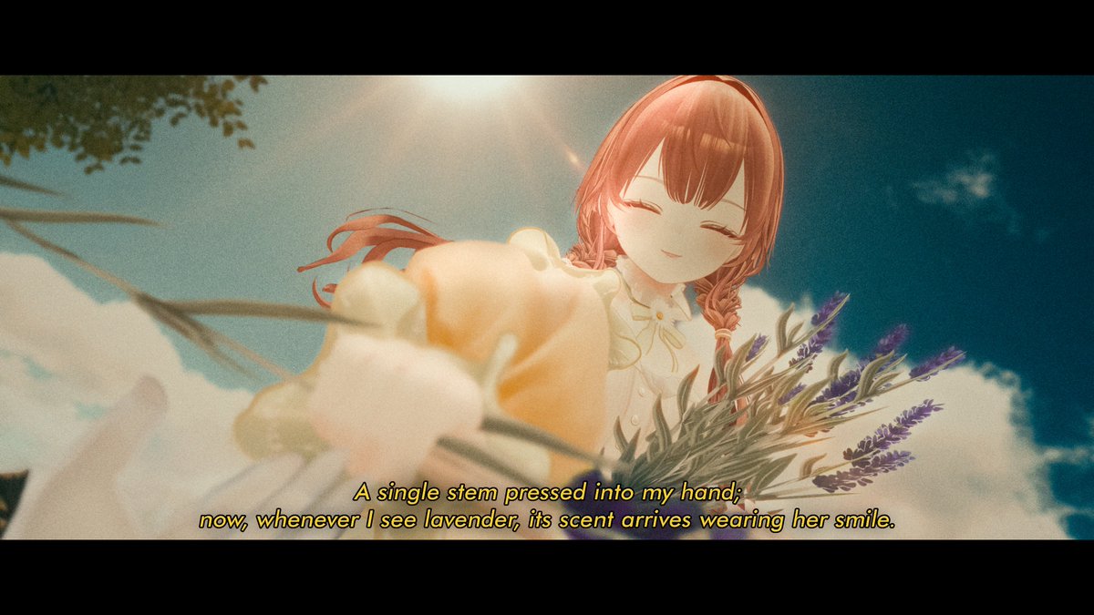 'They say that when a boy learns the name of a flower from a girl, he'll remember her every time he sees that flower for the rest of his life.'

Model: <a href="/Riku7302/">RIKU_730</a> 
World: Celestial Blooms-RIKU's Garden

#VRChat #VirtualPhotography