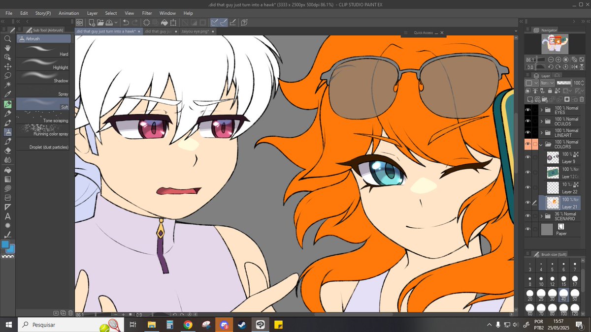 just realized their eyes are on the oposite color spectrum of each other.