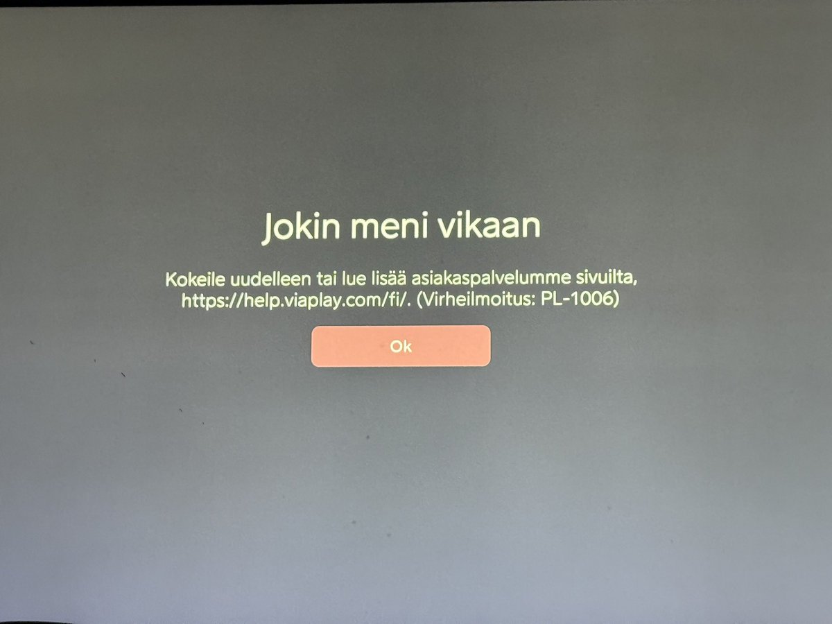 Änärit olis menossa, mutta virheilmoitusta pukkaa. Onko tipsejä? <a href="/ViaplayUrheilu/">Viaplay Urheilu</a> #nhlfi