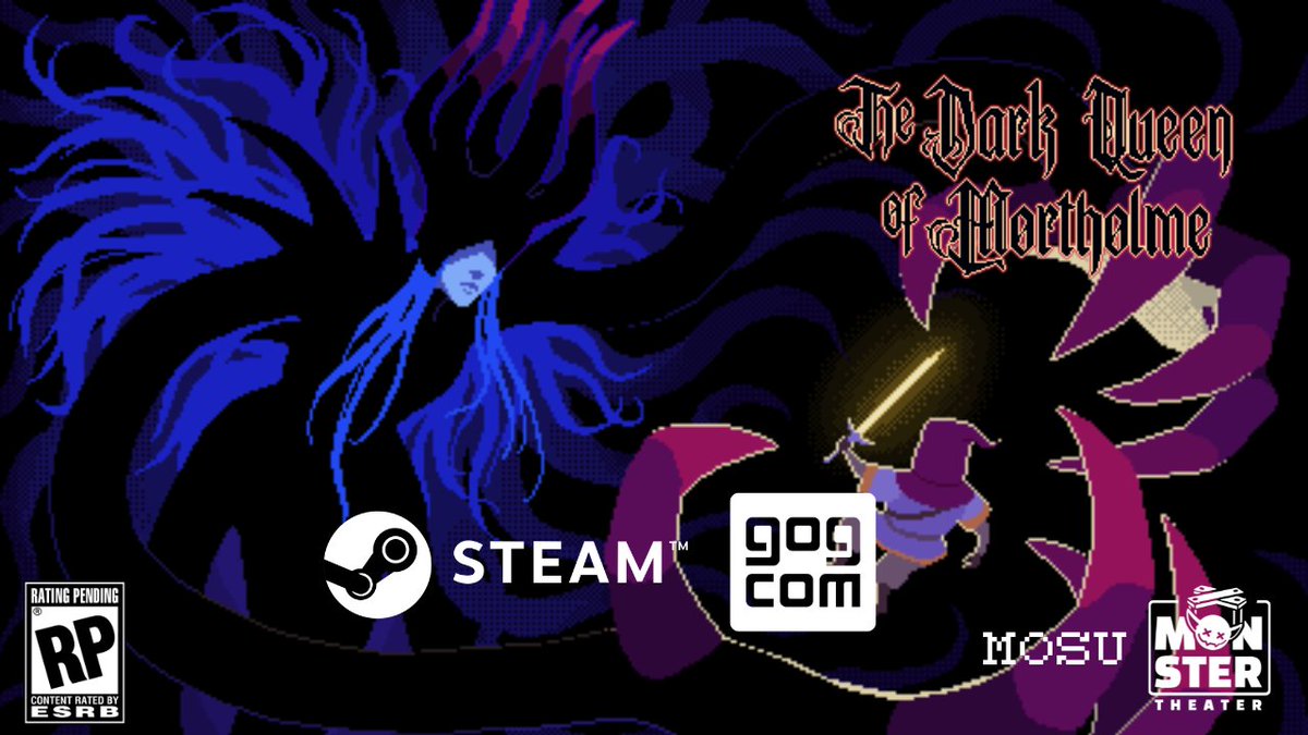monstertheaterx's tweet image. BIG NEWS! We just announced our first published game: the viral indie hit. The Dark Queen of Mortholme.  

Launching on Steam with full controller support, a dozen languages, Steam achievements, and more.   

Thank you @OTKGamesExpo for being the chosen event for this reveal!