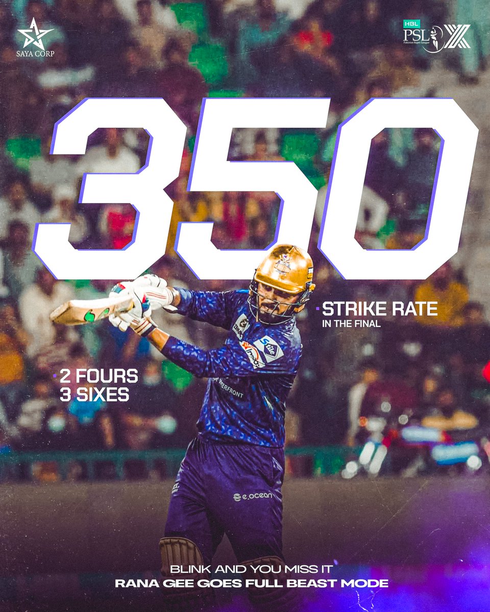 3⃣5⃣0⃣ STRIKE RATE. IN A FINAL 🎯 

Who needs time when you’ve got <a href="/iFaheemAshraf/">Faheem Ashraf رانا فہیم اشرف</a> Gee with a rocket launcher?
3⃣ sixes. 2⃣ fours. Just carnage.
This wasn’t batting — this was a heist in broad daylight 💥

#SayaCorps #RiseAndRise #MoreThanAthletes <a href="/TalhaAisham/">Talha</a>