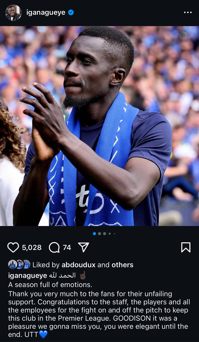 EvertonNewsFeed's tweet photo. 📱Idrissa Gueye’s latest Instagram post💙 https://t.co/KLtcPb1MhX