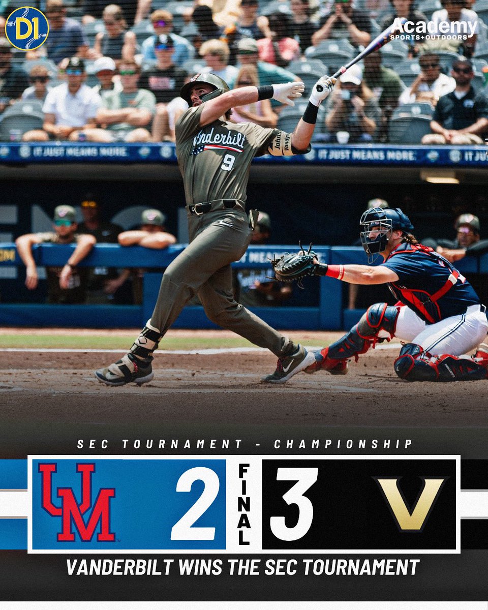 sec_d1baseball's tweet photo. Final From Hoover.

@vandyboys are your SEC Tournament Champions.

🤝 @academy https://t.co/KgRQBYm435