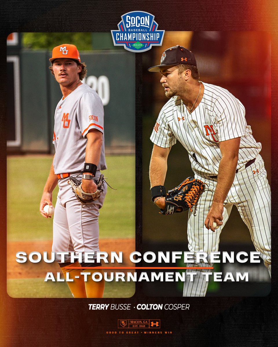 Mercer Baseball (@mercerbaseball) on Twitter photo Congratulations to <a href="/terrybusse/">Terry Busse Jr.</a> and <a href="/ColtonCosper/">colton cosper</a> for earning SoCon All-Tournament Team honors!
🗞️: bit.ly/3YWAMqM Congratulations to <a href="/terrybusse/">Terry Busse Jr.</a> and <a href="/ColtonCosper/">colton cosper</a> for earning SoCon All-Tournament Team honors!
🗞️: bit.ly/3YWAMqM