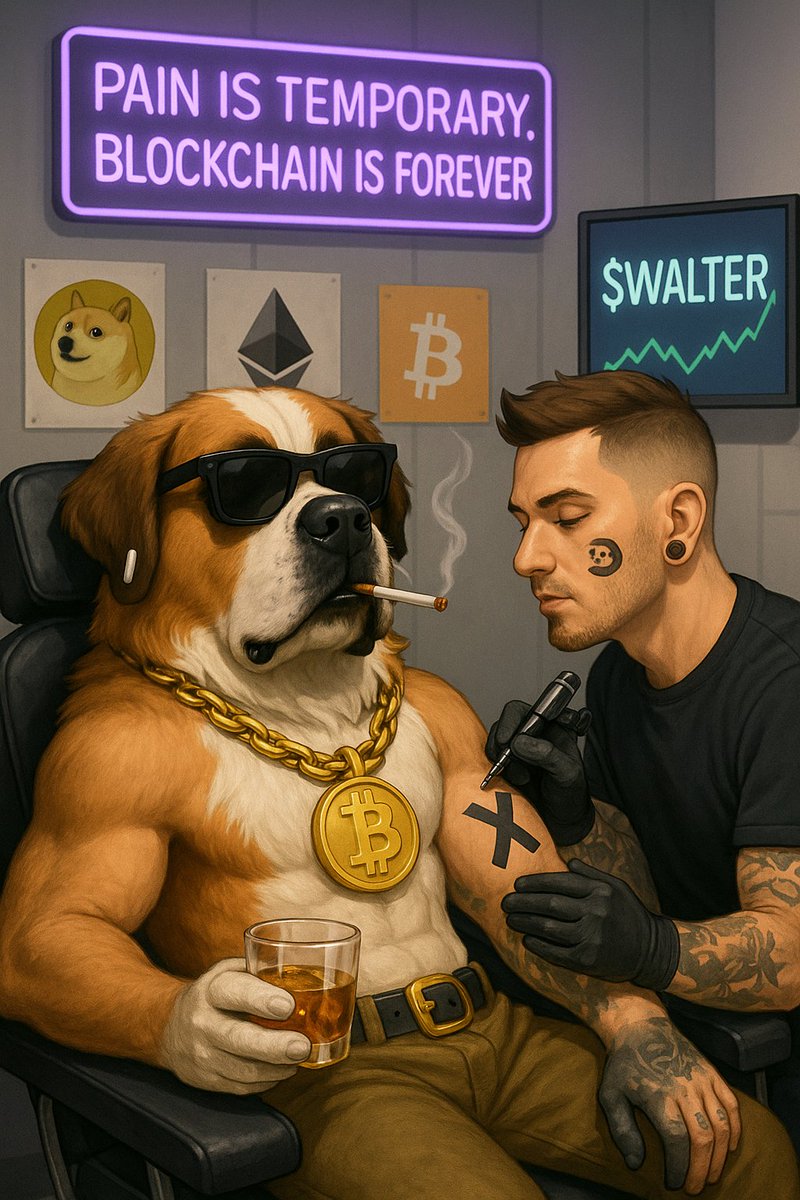 WalterSTX getting a tattoo? Just another day.

While others are still thinking about buying the dip,
$WALTER is getting an X inked on his bicep –
with a cigarette in his mouth, AirPods in his ears, and the chart in his sights.

He says nothing. He chills.

#DOGE #X #STX #BTC