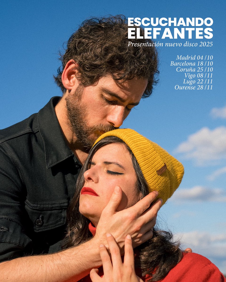Queremos veros, queremos abrazaros, queremos compartir todo lo bonito de la vida ♥️

Ya a la venta las entradas para la presentación del nuevo disco:
escuchandoelefantes.com/conciertos/

#Madrid • #Barcelona • #Coruña • #Vigo • #Lugo • #Ourense 

#escuchandoelefantes #gira #tour
