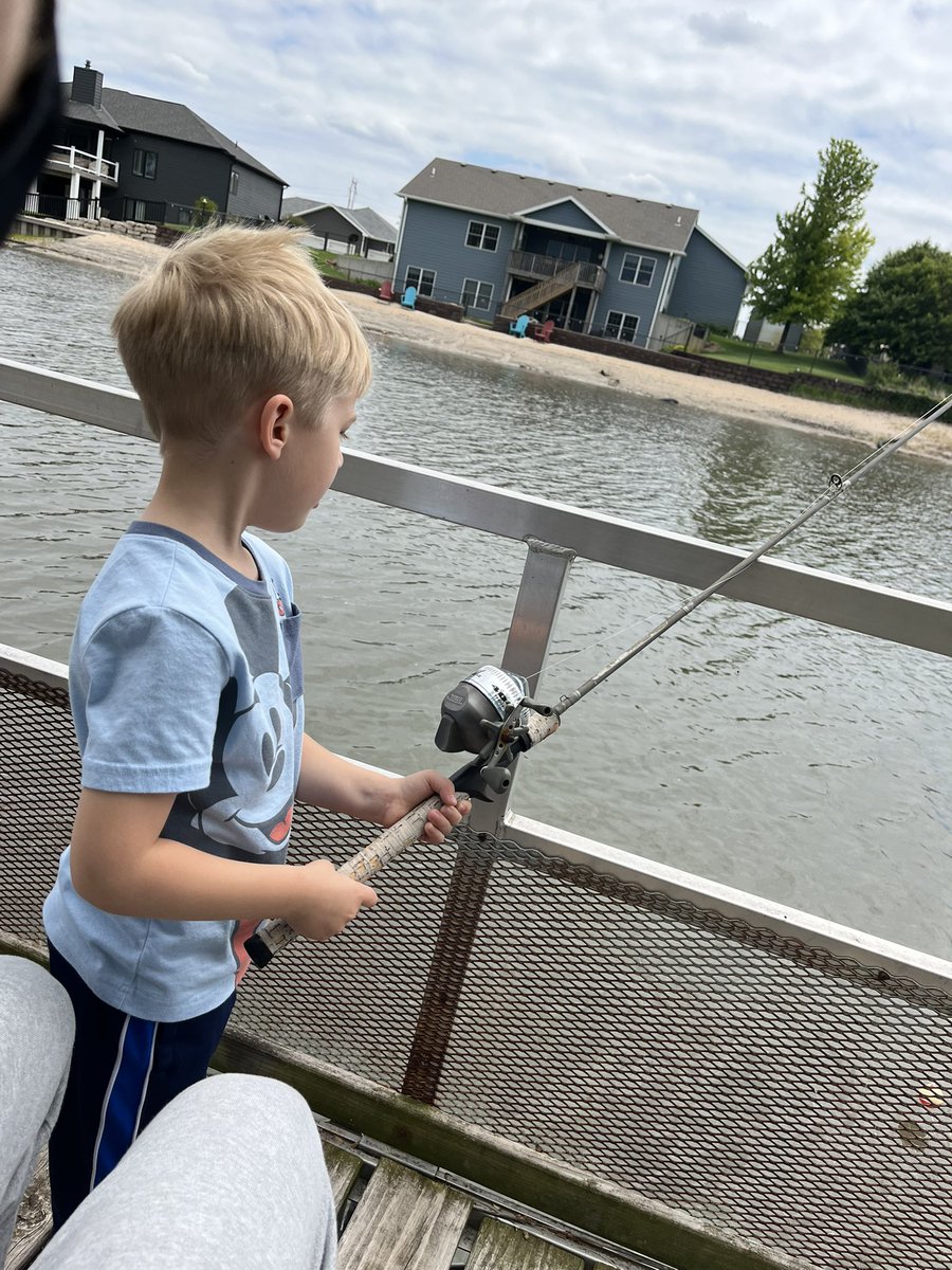 Fish aren’t biting, but then again, that’s not really the point of being out here. Some day he’ll understand. 🎣