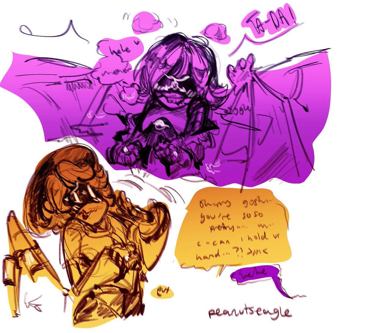 peanutseagle's tweet photo. #murderdrones #nuzi he MIGHT like her solver form. idk tho https://t.co/gdChRgjo5F