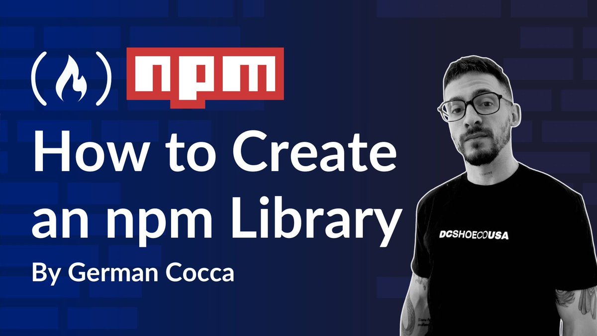 freeCodeCamp's tweet photo. If you're a JavaScript developer, you'll need to know how to use npm, the Node Package Manager.

It helps you manage your dependencies and share reusable code.

In this in-depth tutorial, Ger teaches you all about npm. Then you'll get your hands dirty & actually create your own npm library.

https://t.co/IZ5rePBDlk