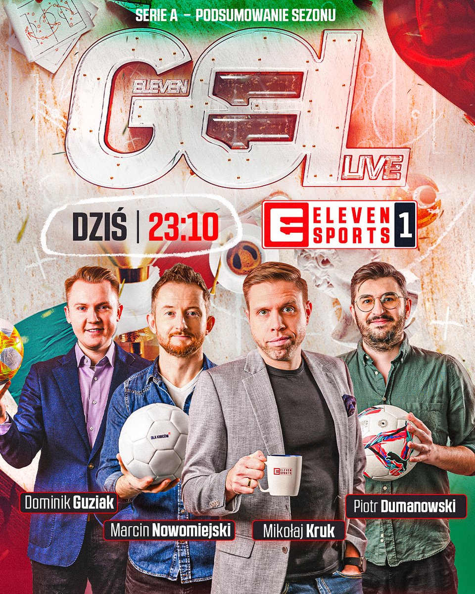 ELEVEN SPORTS PL (@elevensportspl) on Twitter photo Wielkie podsumowanie sezonu w Serie A 🇮🇹⚽️ w składzie: <a href="/MikolajKruk/">Mikołaj Kruk</a>, <a href="/PDumanowski/">Piotr Dumanowski</a>, <a href="/mnowo8/">Marcin Nowomiejski</a> i <a href="/dominik_guziak/">Dominik Guziak</a>.
Zapraszamy do Eleven Sports 1 📺 po 23:10 ⏰🔥 Wielkie podsumowanie sezonu w Serie A 🇮🇹⚽️ w składzie: <a href="/MikolajKruk/">Mikołaj Kruk</a>, <a href="/PDumanowski/">Piotr Dumanowski</a>, <a href="/mnowo8/">Marcin Nowomiejski</a> i <a href="/dominik_guziak/">Dominik Guziak</a>.
Zapraszamy do Eleven Sports 1 📺 po 23:10 ⏰🔥