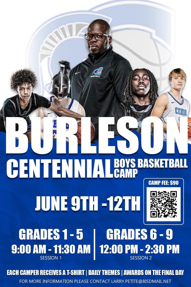 Burleson Centennial Basketball Camp
If you’re looking for a boys basketball camp, This camp is open to all skill levels whether your athlete is a beginner or more advanced Campers will learn teamwork, skill development, enjoy daily themes in friendly competition.l
Don’t miss out