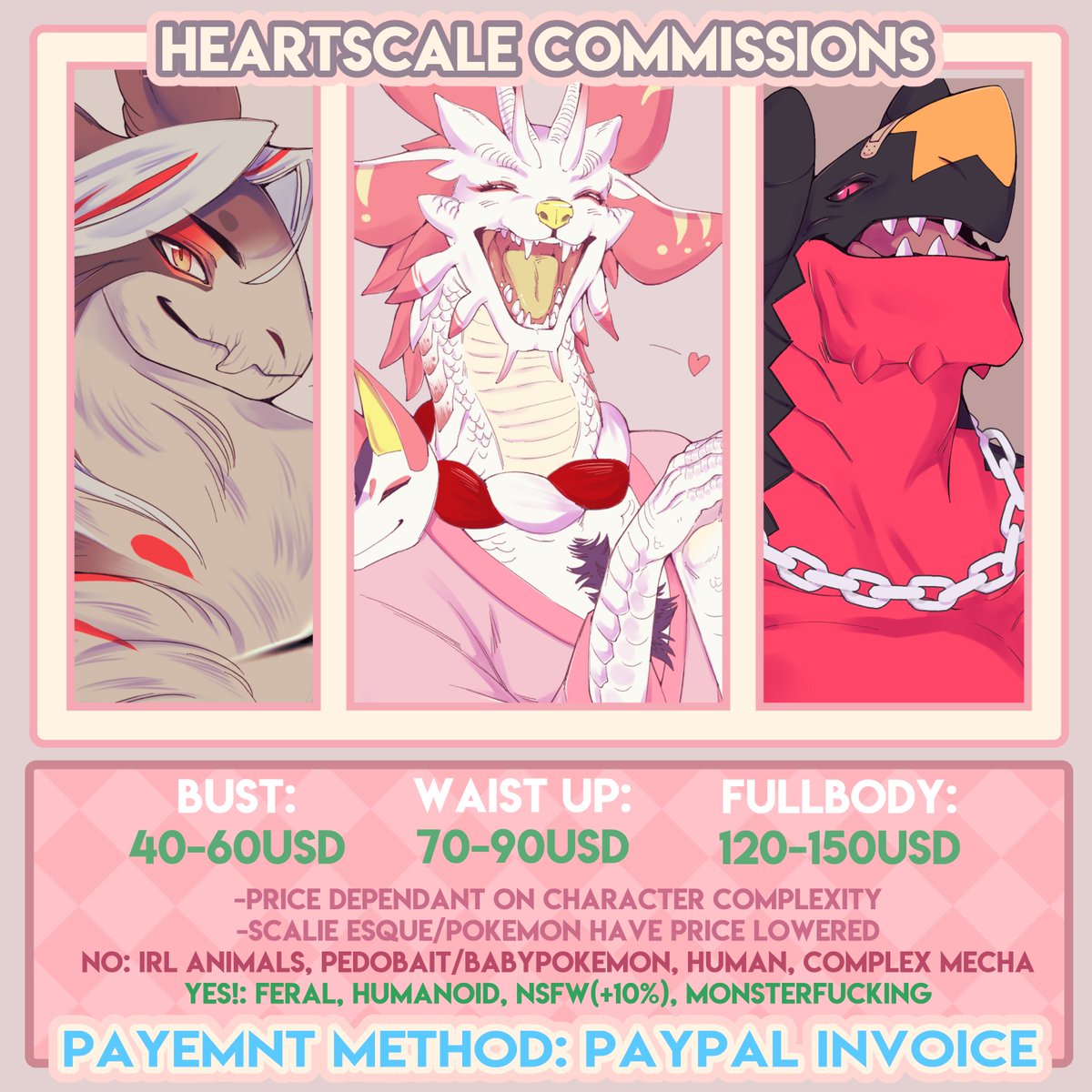 Heartscalie's tweet image. Pinning!
I will passively have commissions open unless written as 'closed' in my bio 💗 I look forward to working with you!
-
-
For clarity: drawings from page one all come with full color and shading, simple sketches have no color or shading