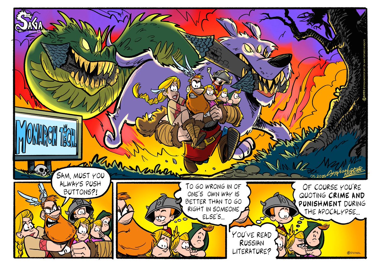 RinianStephen's tweet image. Nobody ever told me that part of a dad’s job is saving his family from the apocalypse. 

comicskingdom.com/the-saga-of-br…

@comicskingdom 

#comicskingdom #thesagaofbrannbjornson #comicstripart #comicstripsunday #comicsart #comicstrip #ragnarok #apacalypse #Dostoyevski