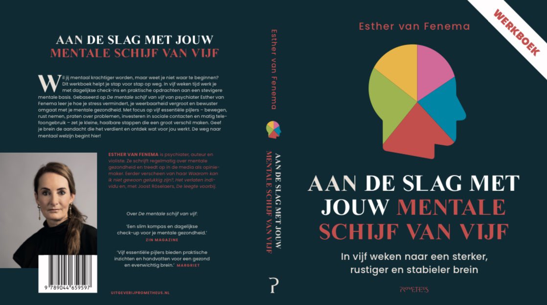 EsthervanFenema's tweet image. Aan de slag met jouw Mentale schijf van vijf! Vanaf woensdag is het werkboek verkrijgbaar.
In vijf weken tijd werk je met dagelijkse check-ins en praktische opdrachten aan een stevigere mentale basis. Leer hoe je stress vermindert, je weerbaarheid vergroot en bewuster omgaat met…
