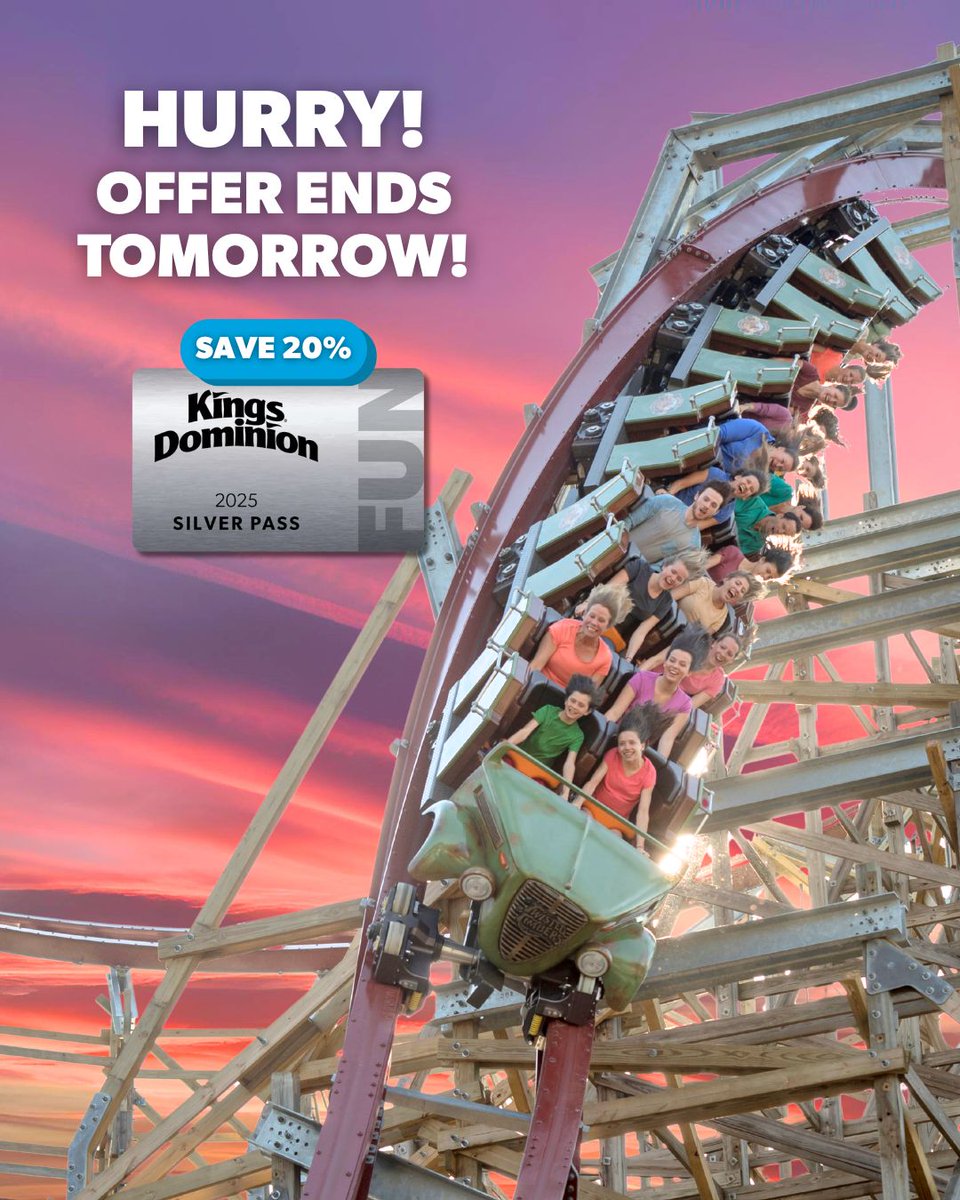 Hurry, the sun is setting on this great deal! 🌇  Save 20% on a 2025 Silver Pass and free parking.
🎉 Get your pass and let's make the most of this summer. bit.ly/4jYVvmc