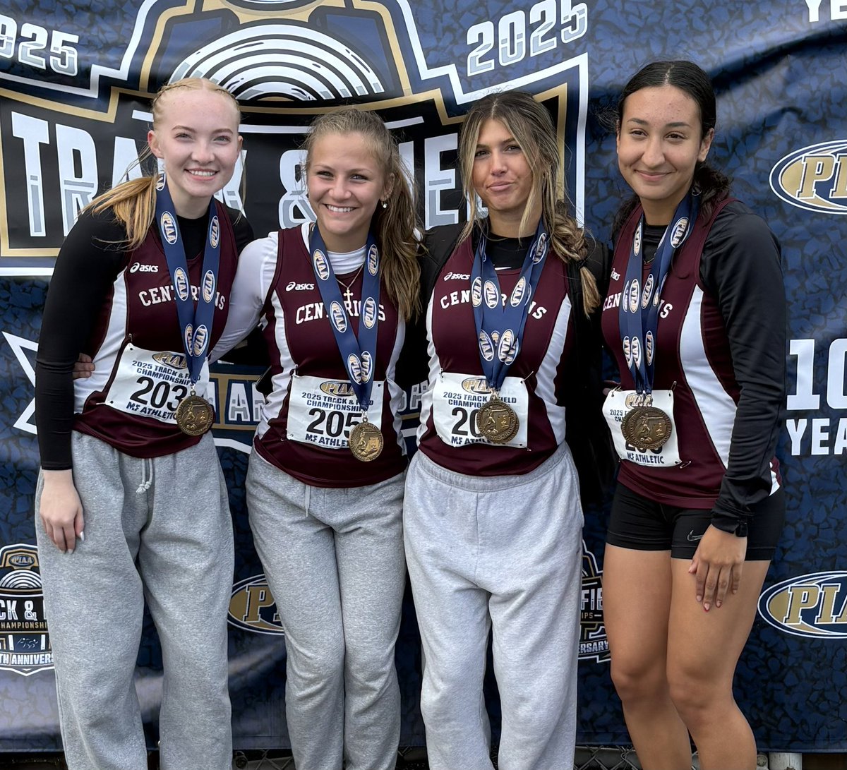 GCCHSTrack's tweet photo. FANTASTIC day at the PIAA T+F Championships!!🎉🙌🏅 
Congratulations to ALL + those who ranked top eight winning a medal!

JerryDavis400🥇2007️⃣
EvaDenis1005️⃣400R7️⃣
SHoffman100H7️⃣400R
LBateson400R7️⃣
GEvans400R7️⃣
@BillBeckner @CoachNixonTF @Schofield_Trib @WestmorelandSN https://t.co/3J8DW1vgIg